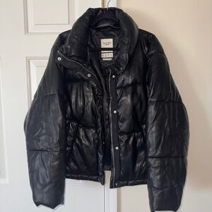 Abercrombie & Fitch Vegan Black Leather Mini Puffer